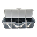 Kitchen countertop organized with the Tidy Table 4-section storage container.