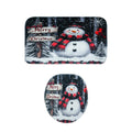 Full 3-piece Christmas bathroom mat set with snowman festive décor