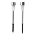 Solar stainless steel garden spike light installed in lawn area