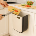 Detailed view of the fastening ring and hanging mechanism of the collapsible dustbin.