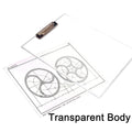 Portable transparent exam pad with ruler, perfect for on-the-go study.