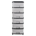 Stone wave design textured plastic drawers on 6-layer storage cabinet