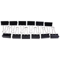 Organized file bundle held with black metal binder clips set