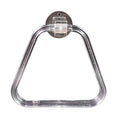 Modern bathroom setting featuring the clear square ABS towel ring holding a hand towel.