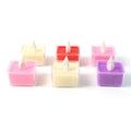 Safe flameless LED tealight candle glowing with natural flickering effect
