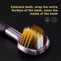 Detailed view of the anti-slip PP handle and tongue cleaner on the 3-Sided Toothbrush.