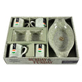 The full Ceramic Snack & Tea Set beautifully arranged on a table with snacks, highlighting its utility for entertaining.