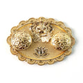 Premium handcrafted Ganesh embossed kumkum chopra with lotus motif and dual holders