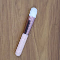 Close-up of ultra-soft synthetic bristles on makeup brush for smooth blending