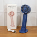 Comparison shot of rechargeable mini handheld fan size and design