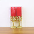 Set of flameless LED candle lamps with warm light and golden stands