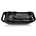 Elegant plastic serving tray set with eye-catching golden hexagonal print