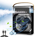 Size reference with portable air cooler fan on desk