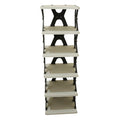 Lifestyle view of 6 layer shoe rack stand in home entryway