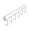Metal under-shelf rack used in closet for hanging belts and ties