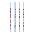 Side view of wooden pencil featuring colorful cartoon print design