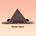 Non-slip rubber feet on Brown Pyramid Mobile Stand for stability