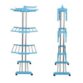 Side view of the foldable cloth drying stand, showcasing its compact design.