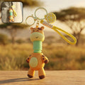 Giraffe keychain with metal ring and attached wrist strap