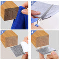 Safelix square furniture pads, showcasing their easy peel-and-stick application for floor protection.