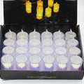 A glowing LED tea light candle showcasing its realistic flicker effect.