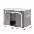 Interior view of the foldable clothes storage organizer, highlighting the sturdy steel frame support.