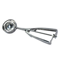 Detailed view of the durable head of the premium ice cream scoop.