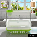 Double layer dish drying stand with utensil holder for kitchen utensils