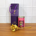 Complete golden rose and rose almonds gift set in box