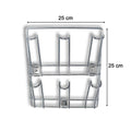 Front view of wall-mounted stainless steel mug and cup holder rack