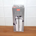 Leak-resistant flip lid on stainless steel gym shaker bottle