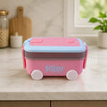 Bright kid-friendly car lunch box with wheels for kids' meals