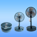 The Portable Desktop Fan fully folded down, emphasizing its travel-friendly design.