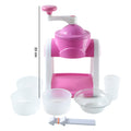Fully assembled pink manual ice slush maker on kitchen counter