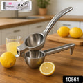Ergonomic non-slip handle on aluminum lemon squeezer