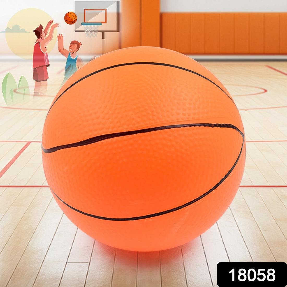 Vibrant orange mini basketball for kids, perfect for indoor and outdoor play.