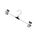 Pack of 12 durable stainless steel hangers with versatile adjustable clips.