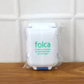 Blue portable pill organizer with secure lids