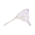 Durable plastic funnel with wide spout on white background