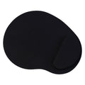 Black ergonomic mouse pad with wrist rest on desk