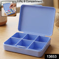 Pack of portable 6 compartment medicine storage cases for convenient travel.