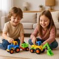 Funwoods construction vehicle toy set with 4-pc durable mini trucks for kids