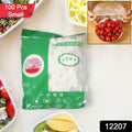 A selection of colorful elastic food covers sealing different food items like fruits and vegetables.