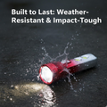 Close-up of the powerful LED head on the multi-functional torchlight.