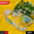 Transparent hot water bag with a vibrant multi-design pattern.