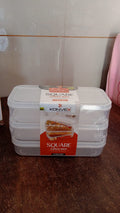 Konvex plastic lunch boxes filled with fresh fruits and vegetables, showcasing meal prep.
