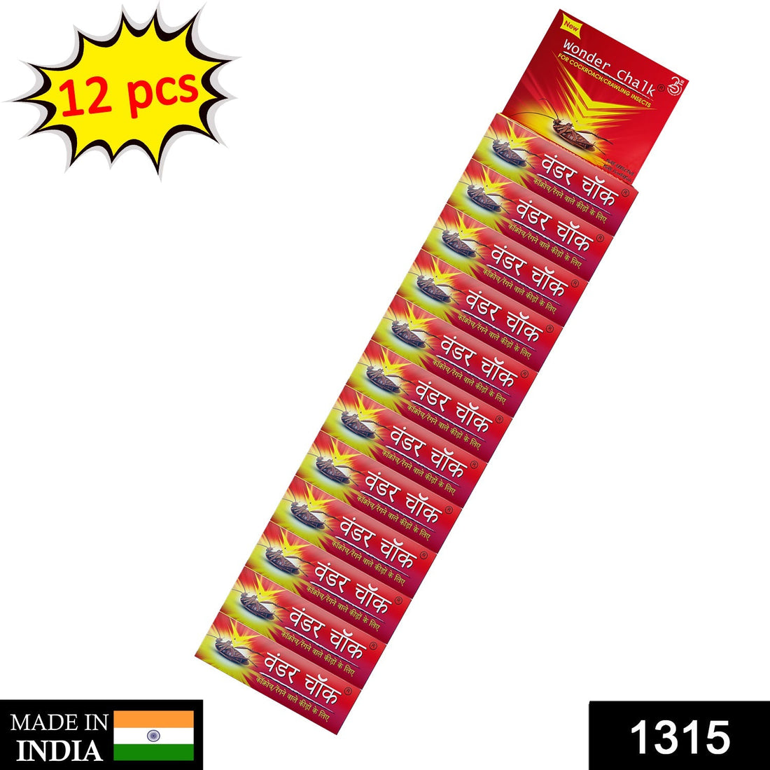 Pack of 12 Wonder Fresh Cockroach Chalk sticks for effective insect control.