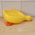 Duck-shaped soap holder box with drainage for kids bathroom