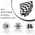 Black and white checkered 3D space rug with non-slip backing