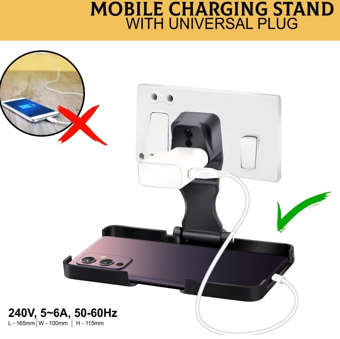 PHOBIA black mobile charging wall holder with a smartphone securely placed.